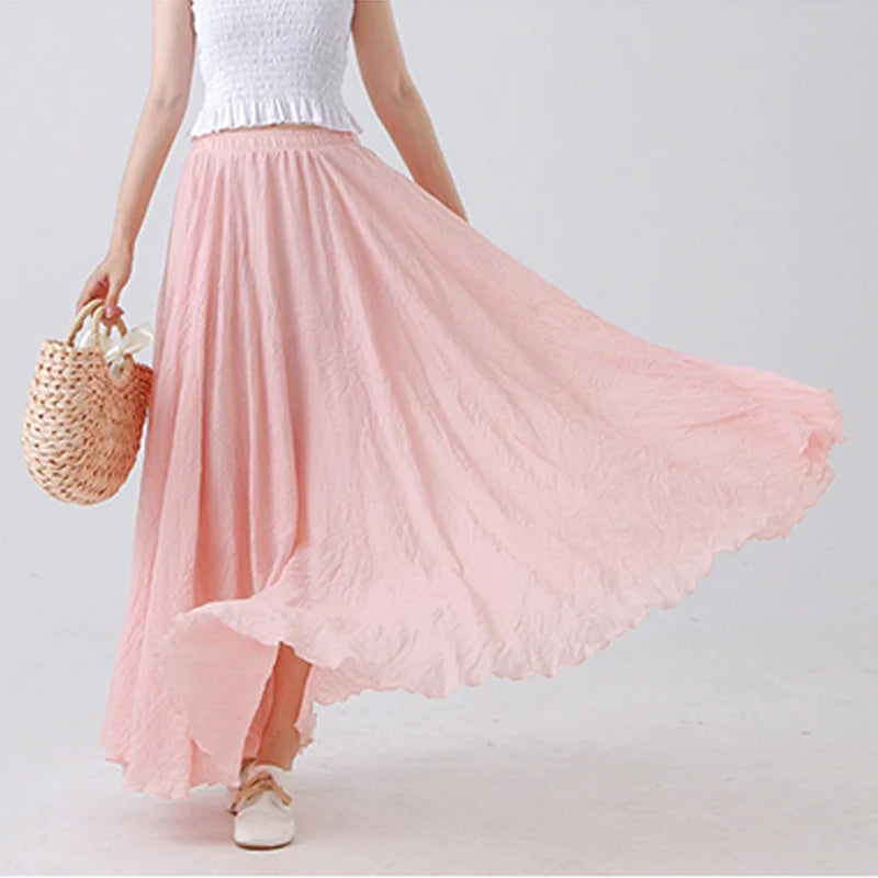 Srene Breeze Cotton Linen Maxi Skirt