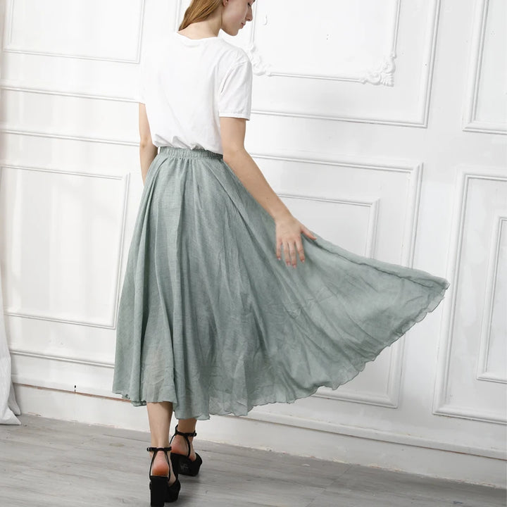 Srene Breeze Cotton Linen Maxi Skirt