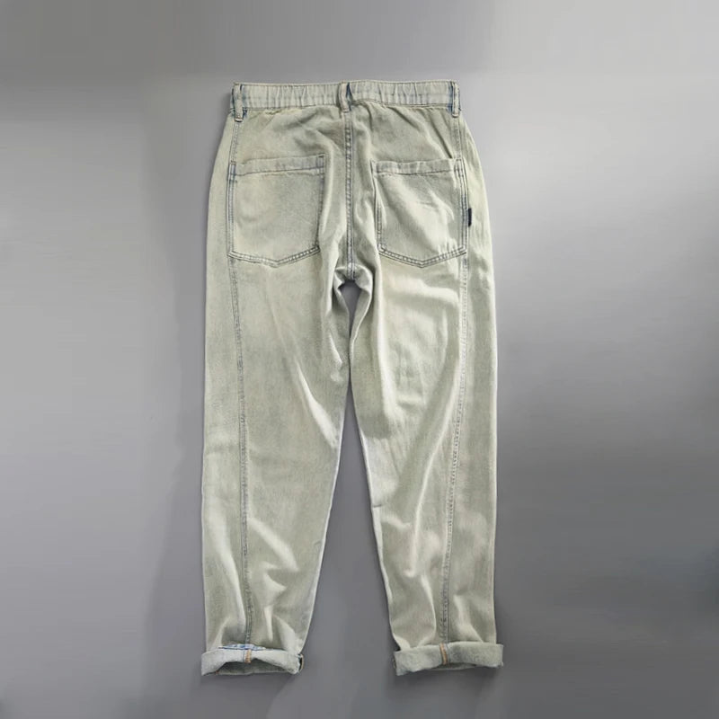 Relaxed Stone-Wash Drawstring Jeans