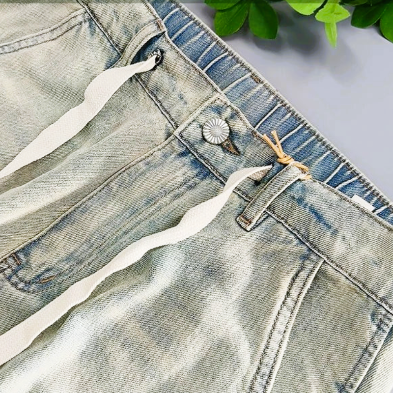Relaxed Stone-Wash Drawstring Jeans